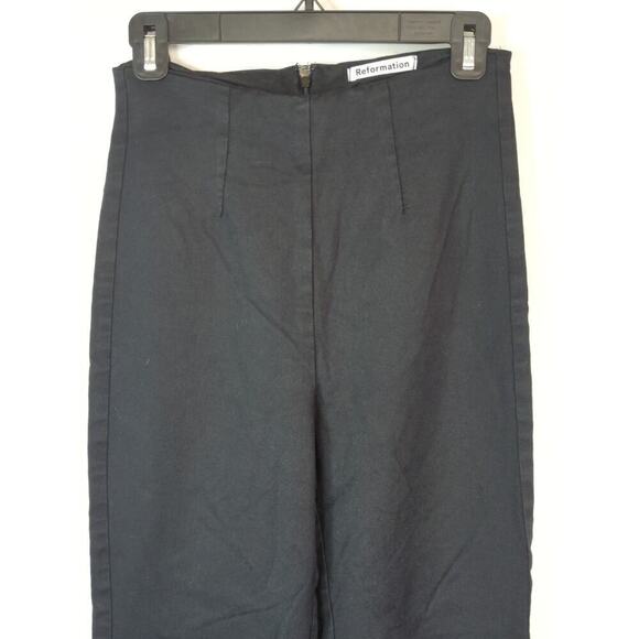 Reformation Black High Rise Straight Leg Trousers Back Zip Women's Sz. 6 - Picture 3 of 11